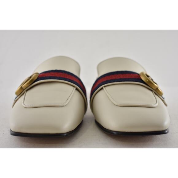 Gucci Peyton Mystic White Gold GG Slide Loafer Mule Slipper Backless Flats 36.5 - Picture 8 of 14
